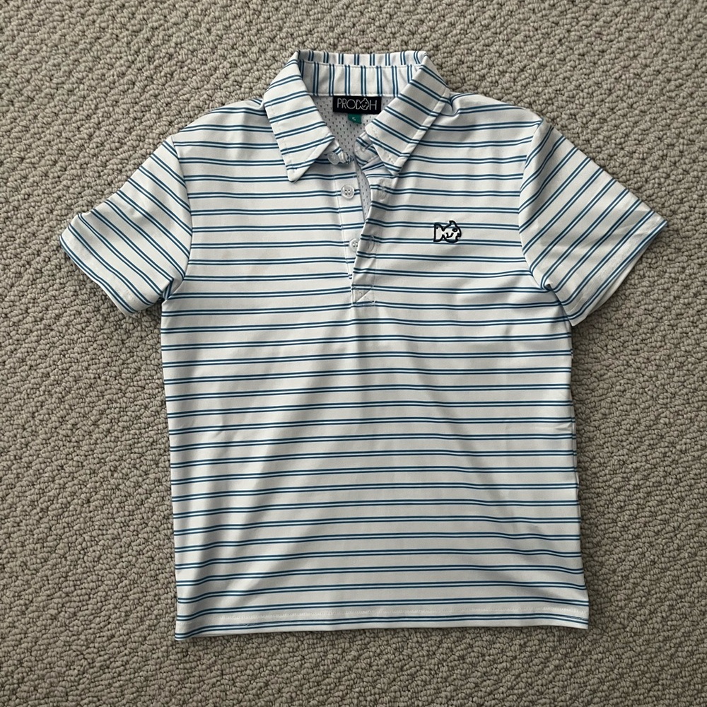 Prodoh Boys White and Blue Polo Shirt Size 5